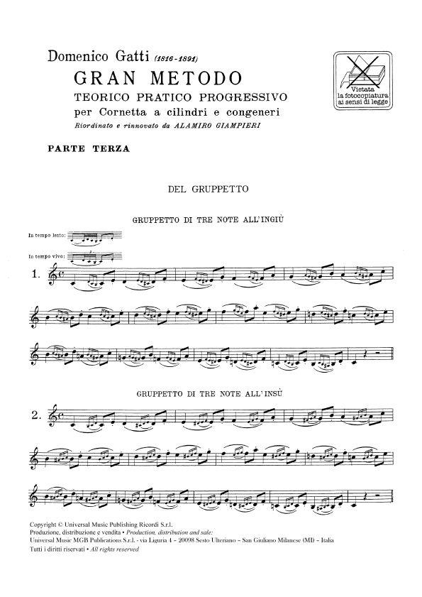 Gran Metodo Teorico Pratico Progressivo -Parte III - pro trumpetu